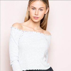 Light Grey Brandy Melville Off the Shoulder Top